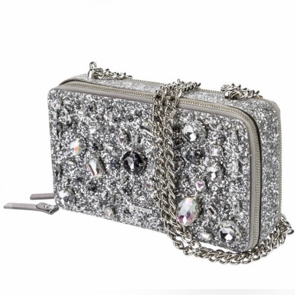 Kate Spade Silver Glitter Crystal-Embellished Shoulder or Crossbody Bag - Picture 7 of 8